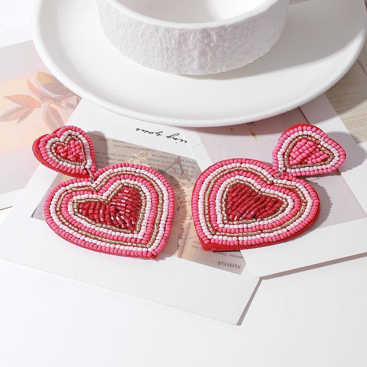 Wholesale fresh sweet Valentine's Day handmade fabric lovely earrings personalized creative autumn and winter women's earrings